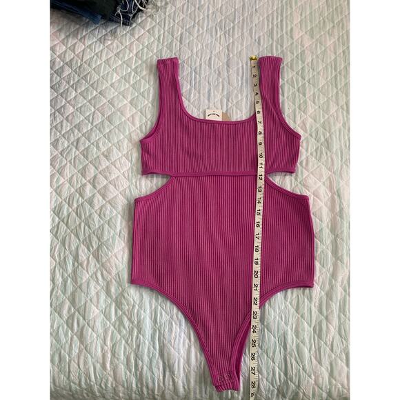 Sage & Stone Purple Pink Ribbed  Cutout Bodysuit Size L/XL - Picture 8 of 8